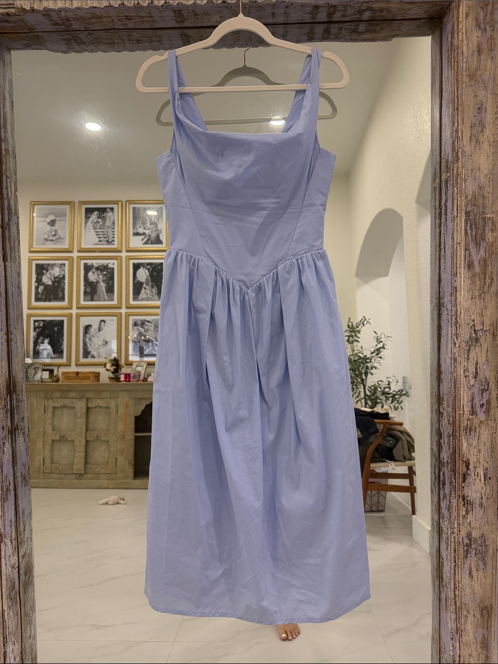 Miss Circle Reina Blue Drop Waist Corset Midi Dress